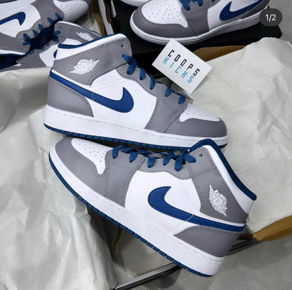 Air Jordan 1 Mid GS 'True Blue Cement'